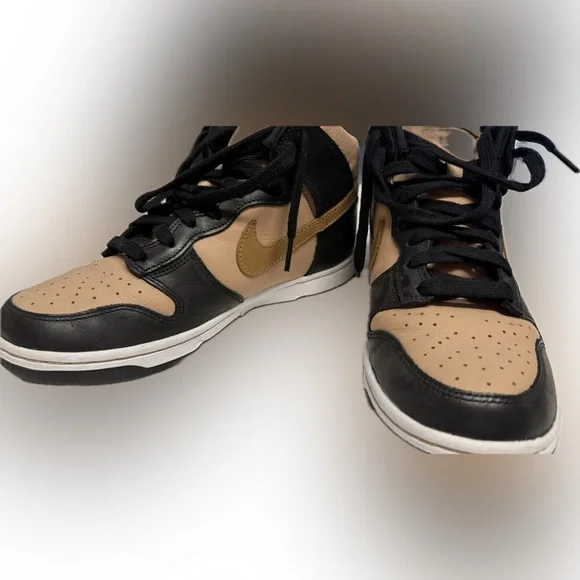Nike Dunk High Black Flax Black and Tan Sneakers | Sz 8 1/2 - Picture 3 of 5
